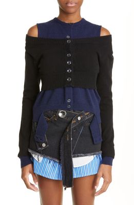 Meryll Rogge Double Layered Cashmere Crop Cardigan & Vest Set in Navy/Black