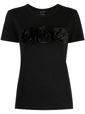 MERYLL ROGGE floral-appliqué cotton T-shirt - Black