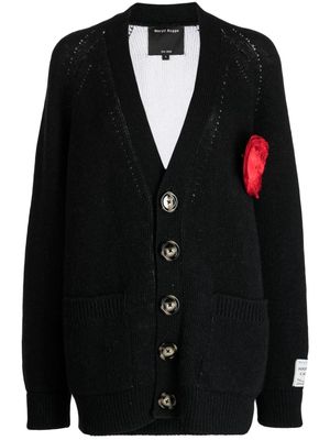 MERYLL ROGGE floral-appliqué V-neck cardigan - Black