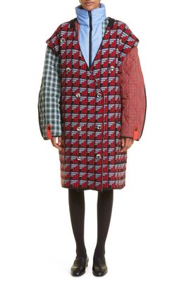 Meryll Rogge Mixed Media Padded Coat in Red Multicolor