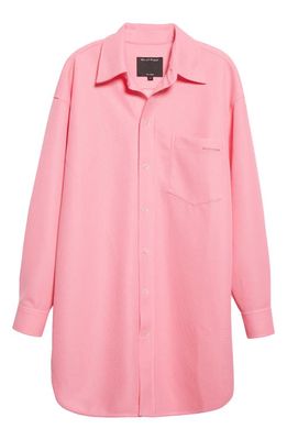 Meryll Rogge Oversize Long Sleeve Shirtdress in Bubblegum Pink