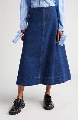 Meryll Rogge Rigid Denim A-Line Skirt in Denim Washed Blue