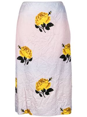 MERYLL ROGGE rose-print creased midi skirt - Multicolour