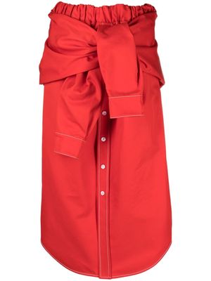 MERYLL ROGGE shirt-tie midi skirt - Red