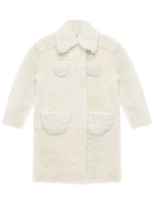 MERYLL ROGGE single-breasted shearling coat - White