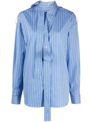 MERYLL ROGGE stripe-print draped-placket shirt - Blue