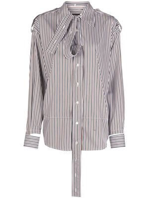 MERYLL ROGGE stripe-print draped-placket shirt - Brown