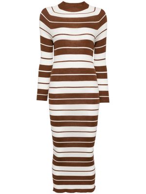 MERYLL ROGGE striped long-sleeve dress - Brown