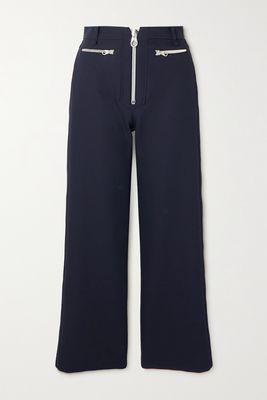Meryll Rogge - Zip-detailed Cotton-blend Gabardine Straight-leg Pants - Blue