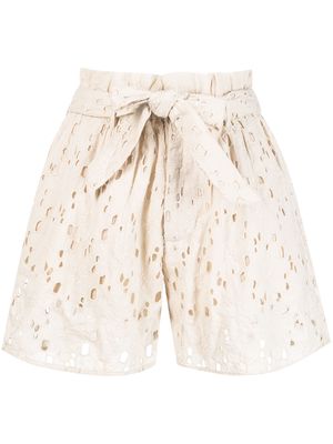 Mes Demoiselles broderie-anglaise paperbag shorts - Neutrals