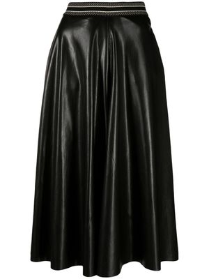 Mes Demoiselles Buzzer faux-leather pleated midi skirt - Black