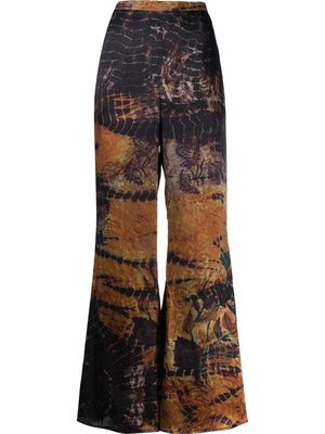 Mes Demoiselles embroidered flared trousers - Brown