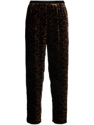 Mes Demoiselles leopard-print velvet trousers - Brown