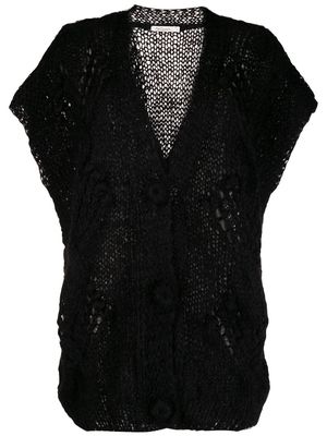 Mes Demoiselles short-sleeved knit cardigan - Black