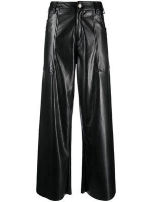 Mes Demoiselles wide-leg faux-leather trousers - Black