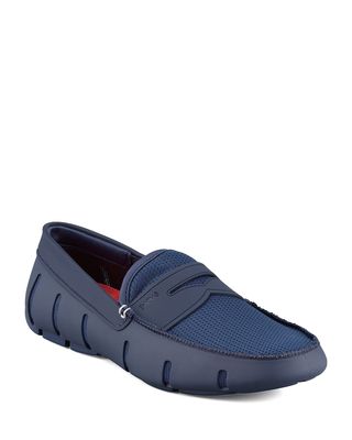 Mesh and Rubber Penny Loafer, Navy