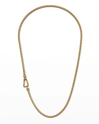 Mesh Yellow Gold Plated Silver Necklace with Matte Chain, 24"L