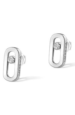 Messika Move Uno Diamond Post Earrings in White Gold