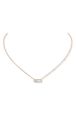 Messika Move Uno Pavé Diamond Station Pendant Necklace in Pink Gold