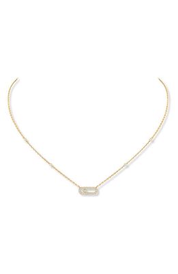 Messika Move Uno Pavé Diamond Station Pendant Necklace in Yellow Gold