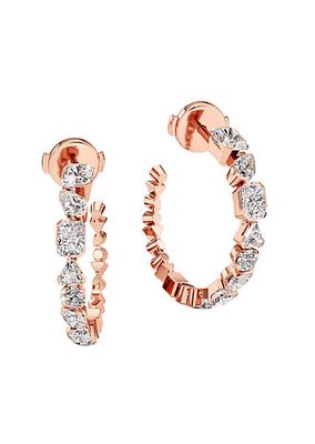 Meta 18K Rose Gold & 2.43 TCW Lab-Grown Diamond Mini Hoop Earrings