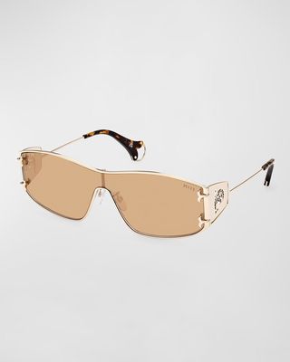 Metal & Acetate Shield Sunglasses
