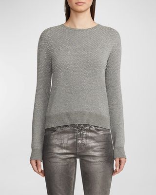 Metallic Birdseye Cashmere Sweater