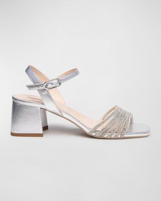 Metallic Bling Ankle-Strap Sandals