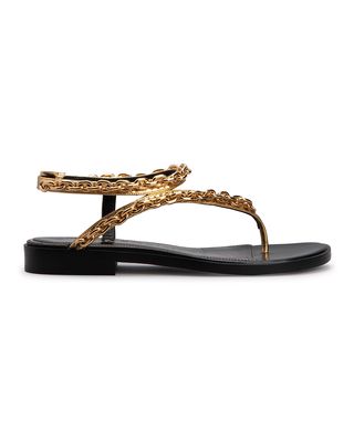 Metallic Chain Thong Sandals