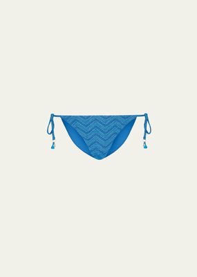 Metallic Chevron Knit String Bikini Bottoms