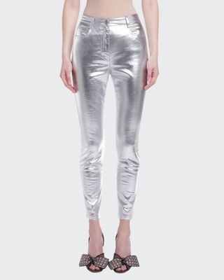 Metallic-Coated Skinny Jeans