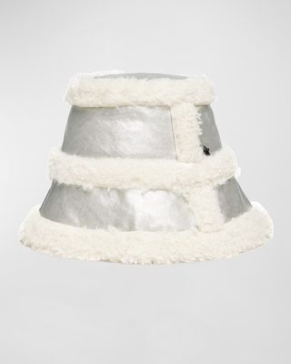 Metallic Faux Shearling Bucket Hat