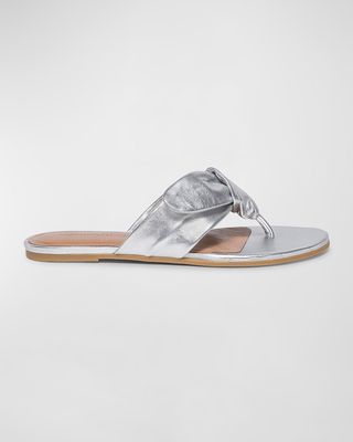 Metallic Flat Thong Slide Sandals