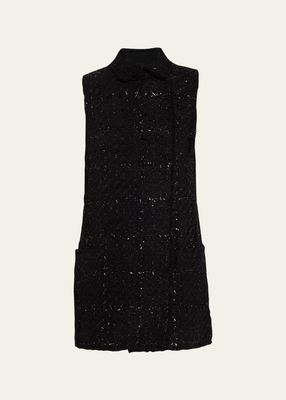 Metallic Fringe Tweed Mini Shift Dress