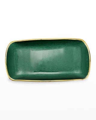 Metallic Glass Emerald Rectangle Tray