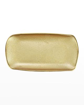 Metallic Glass Gold Rectangular Tray