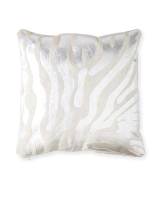 Metallic Hair Hide Zebra Pillow, 19"Sq.