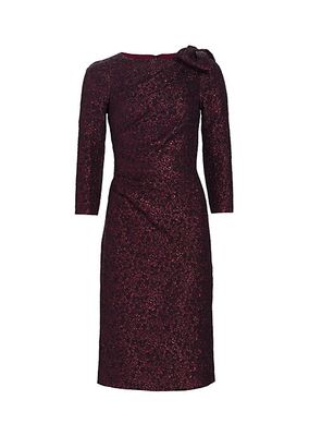 Metallic Jacquard Bow Sheath Dress