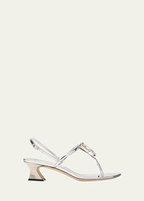 Metallic Jewel Thong Slingback Sandals