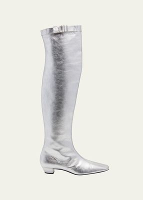 Metallic Kitten Over-The-Knee Boots