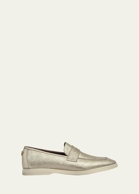 Metallic Leather Casual Penny Loafers