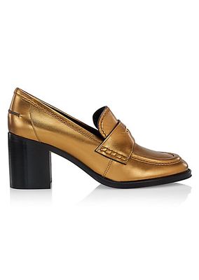 Metallic Leather Penny Loafers