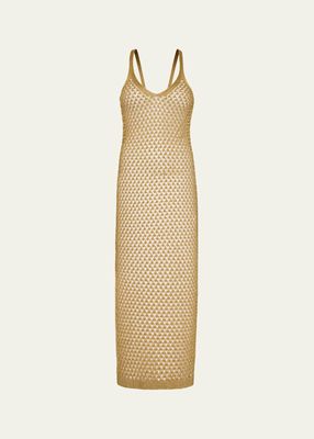 Metallic Mesh Midi Dress