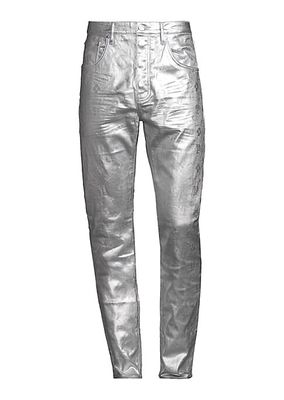 Metallic Monogram Stretch Skinny Jeans