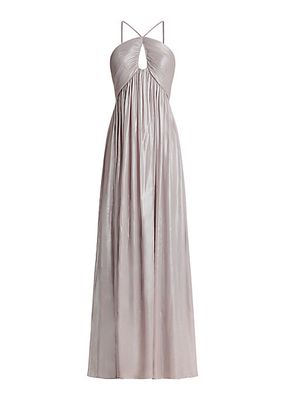 Metallic Pleated Gown