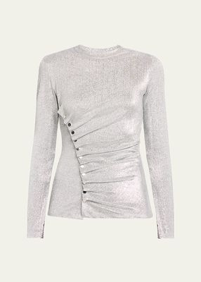 Metallic Side Snap Ruched Top