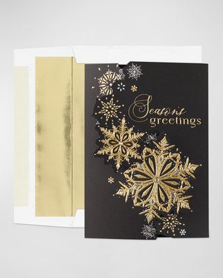 Metallic Snowflakes Gate-Fold Holiday Card, Set of 25