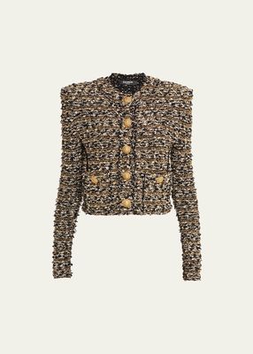 Metallic Tweed Boxy Short Jacket