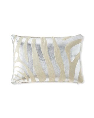 Metallic Zebra Hair Hide Pillow, 23" x 15"