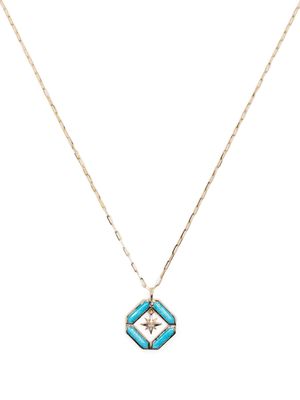 Metier by Tom Foolery 14k yellow gold Astra Journey turquoise and diamond necklace